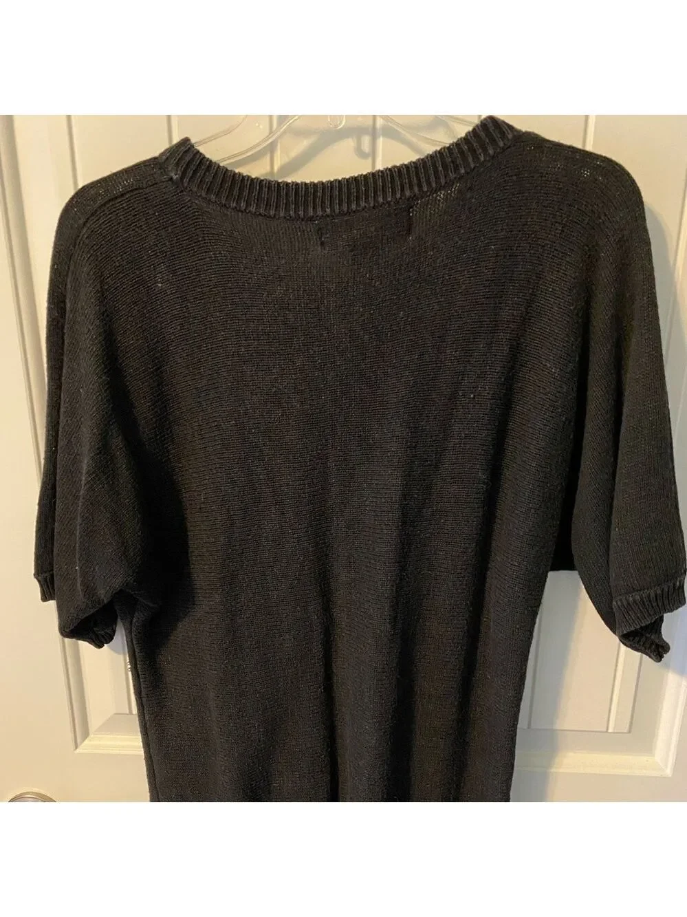 Western Connection - ladies black beaded small sweater. Ramie and Cotton